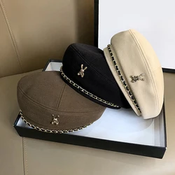 Women Rabbit Berets Style For French Artist Warm Winter Beanie Hat Solid Color Elegant Lady All Matched Painter Caps