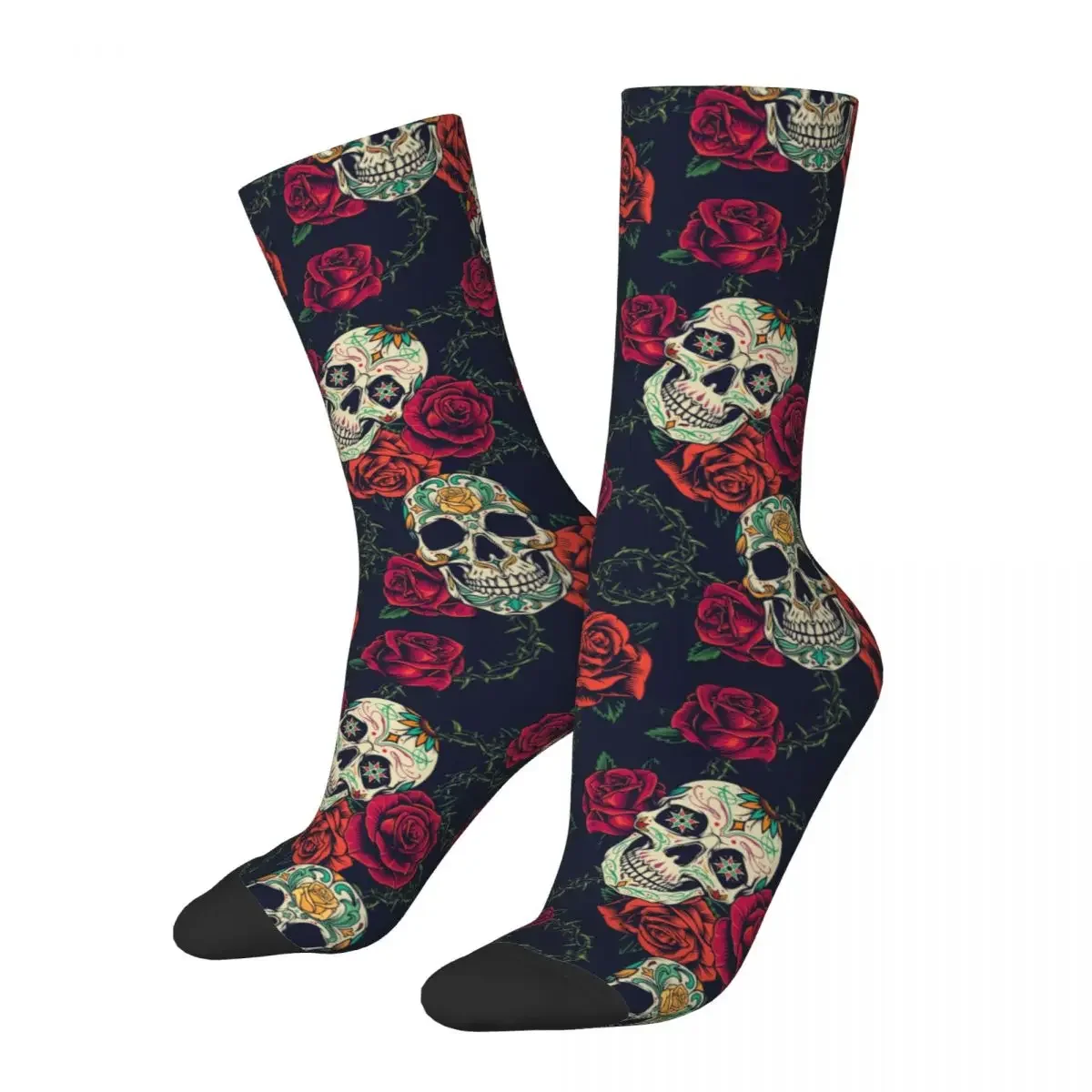 

Crazy Design Heavy Metal Skull Football Socks Crew Socks for Women Men Sweat Absorbing