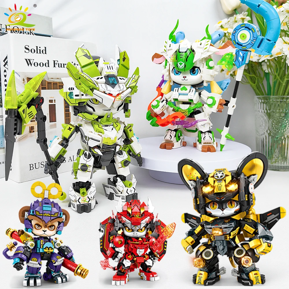 HUIQIBAO MOC Animals Model Building Block Mouse Snake Sheep Monkey  Series Brick Construction Toy Children Desk Home Decoration