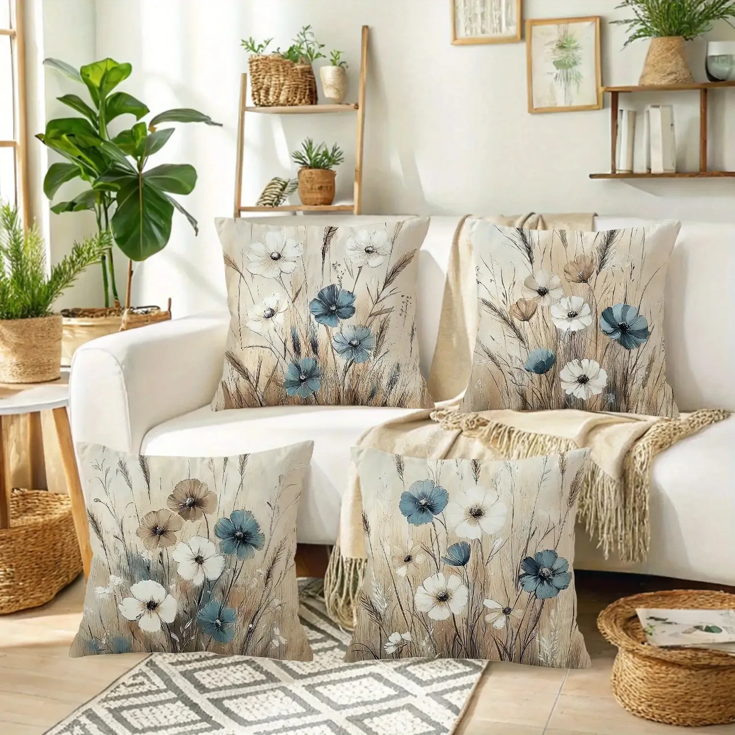 

Elegant Watercolor Floral Pillow Covers Soft Color Cushion Covers Zippered Sofa Living Room Bedroom Outdoor Home Botanical Art