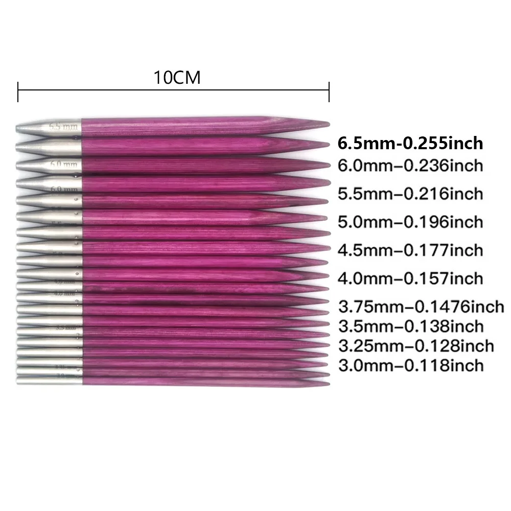 10 Pairs Knitting Needles, Removable Birch Wood Crochet Hooks Interchangeable Circular Needle Set for DIY Weaving Knitting