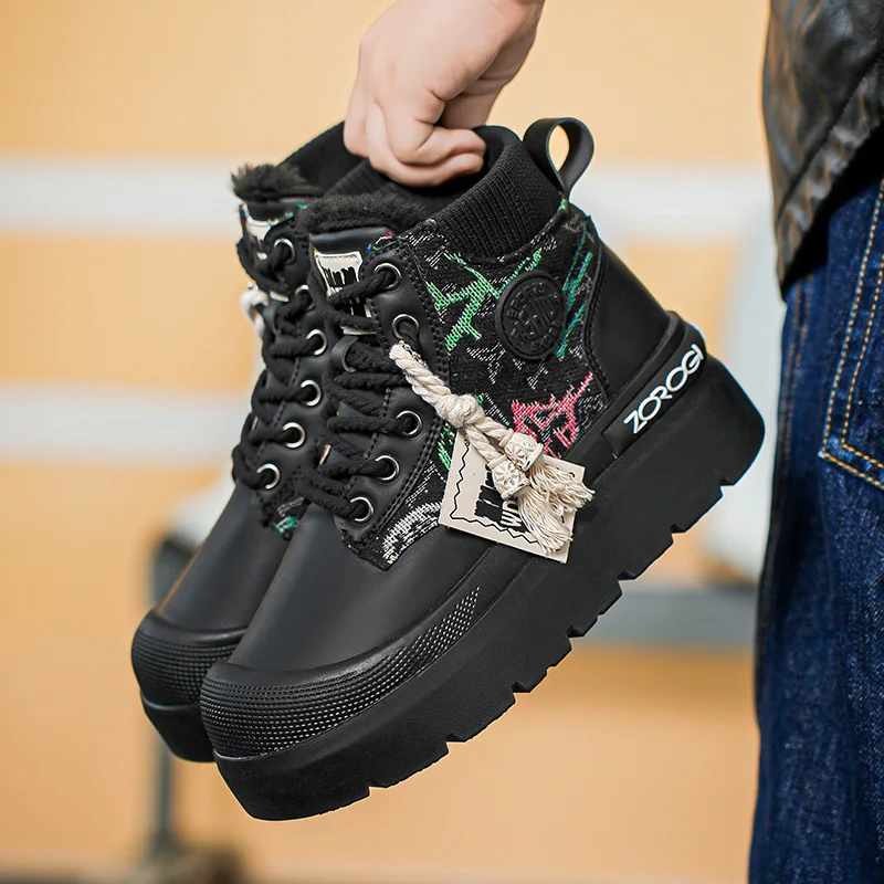 2024 nowe aksamitne wysokie buty dla rodziców i dzieci bawełniane buty Martin modne buty buty dziecięce wygodne chłopięce buty do chodzenia