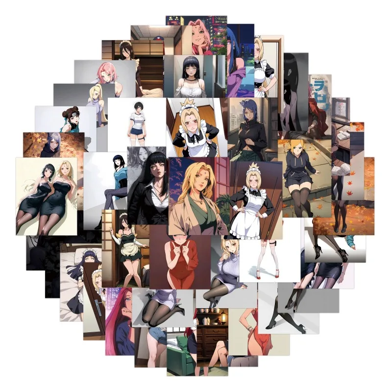 64pcs Anime Naruto Vrouwelijke Karakters Meid Collectie Graffiti Stickers Decals Koffer Gitaar Decoratie DIY Kids Klassiekers Speelgoed