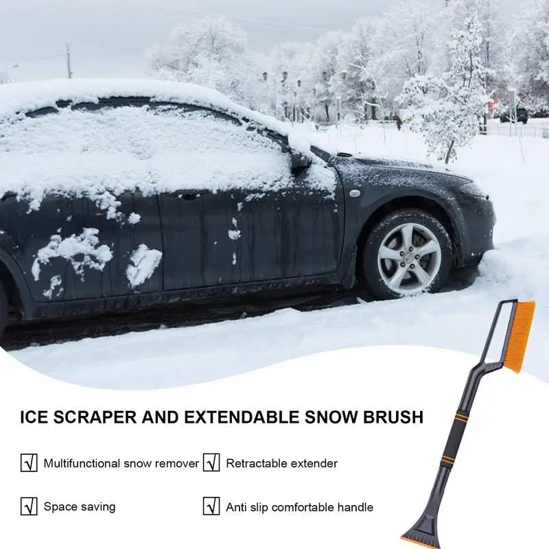 Ice Scraper Snow Brush Snow Scraper Remover For Winter Space Saving Snow Clearing Tool Accessories For Cars SUVs RVs And Trucks