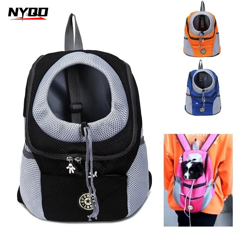 Breathable Mesh Pet Backpack Carrier Drawstring Adjustable Front Pack Outdoor Travel Bag for Small Dogs Cats Hiking Walking