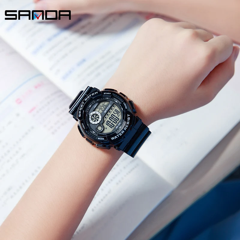 SANDA G style Fashion Women Sport Watches Alarm Clock Waterproof Stopwatch LED Digital Women Electronics Chronograph Wrist watch