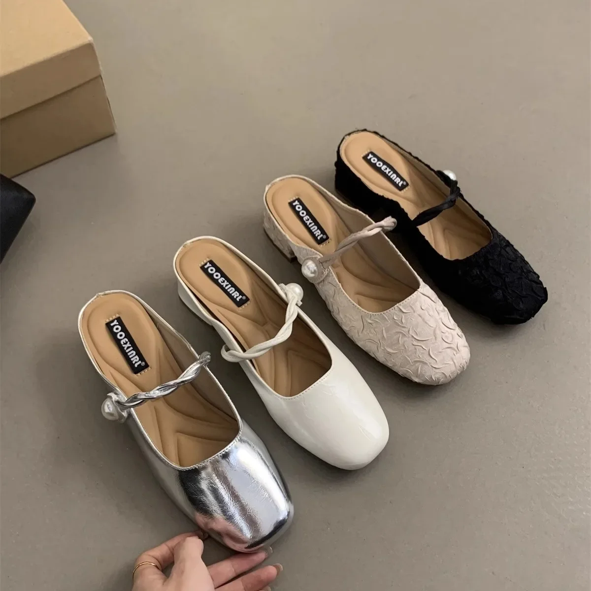 Fashion New Retro Women's Mary Jane Shoes Designer Thick Heel Soft Sole Ladies Half Slippers Summer Outdoor Woman Muller Shoes