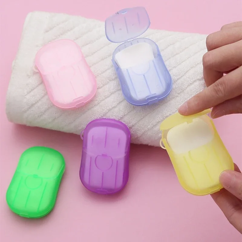 60pcs Portable Bathroom Soap Slices Bath Hand Washing Slice Sheet Outdoor Travel Scented Foaming Soap Paper Portable Soap Dishes