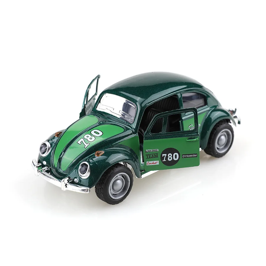 Modelo de coche de aleación con revestimiento retro en bolsas, escarabajo, insecto, simulación de coche clásico, coche de juguete, adorno decorativo