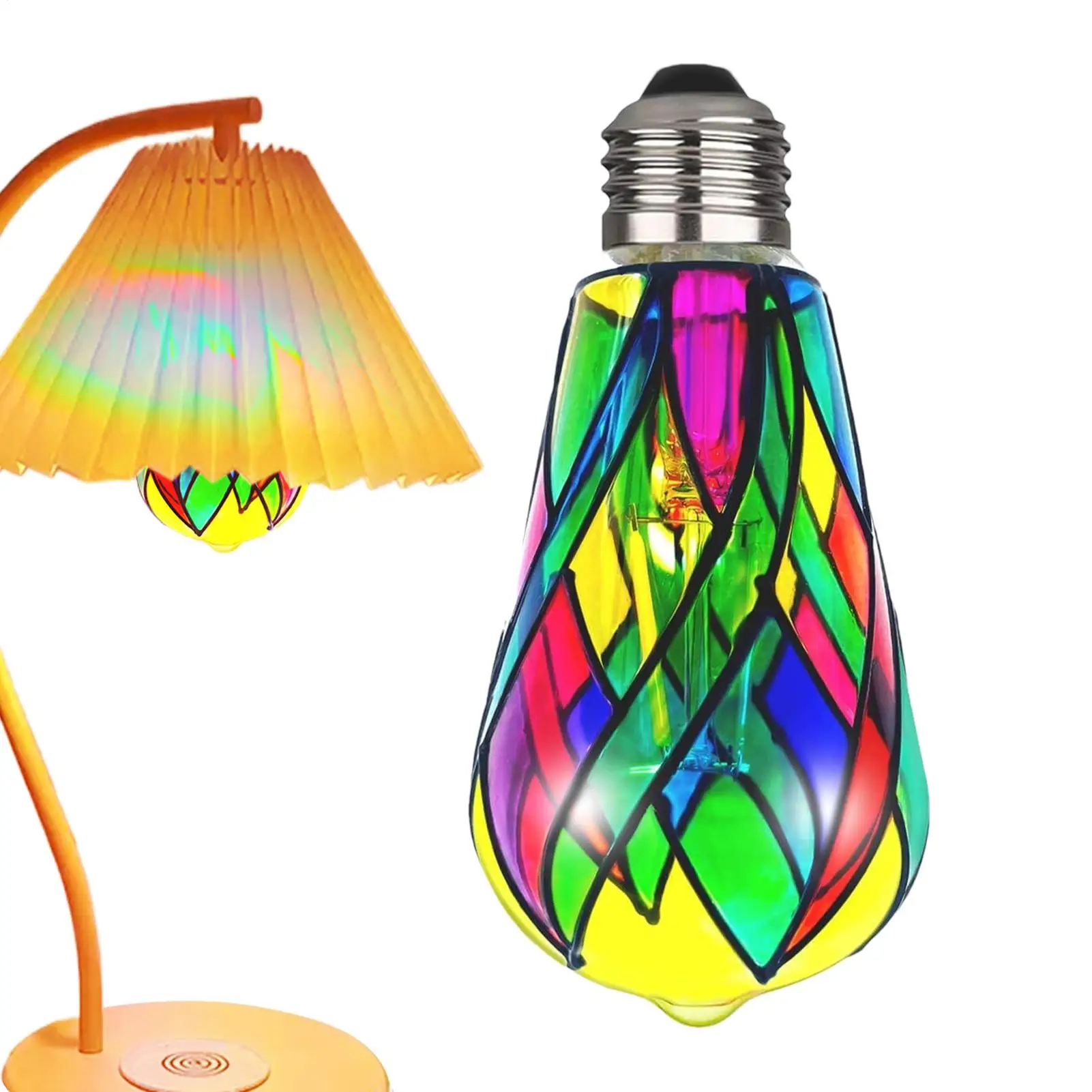 

4W ST64 LED Light Bulb Stained Glass Light Bulb Painted Glass E26 Base Mosaic Night Lamp Romantic Festive Atmosphere Home Decor
