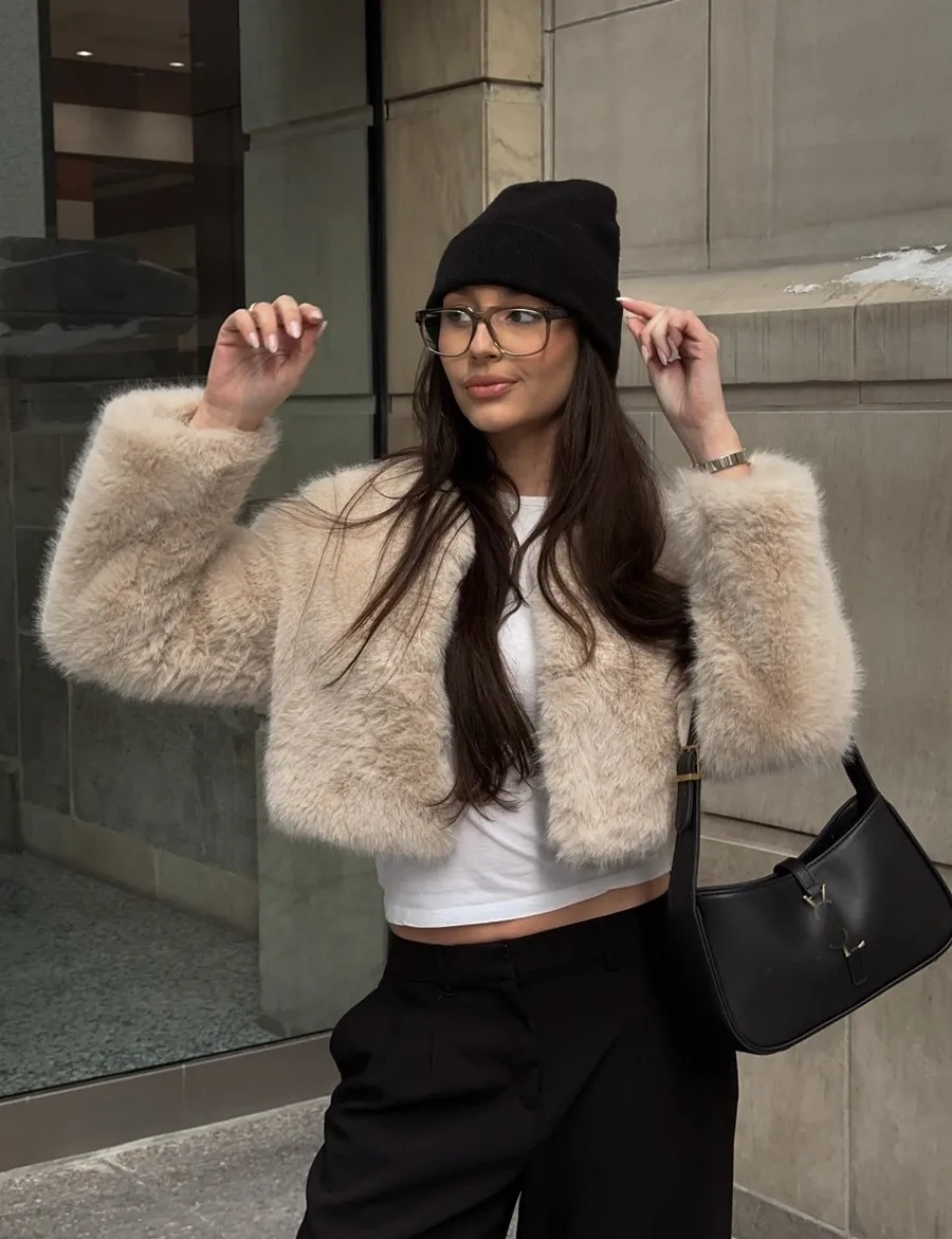 Abrigos superiores de piel sintética para mujer, abrigos encantadores y grandes para exteriores, Abrigos Gyaru con manga envuelta, ropa informal con botones tiernos, ropa cálida y bonita elástica