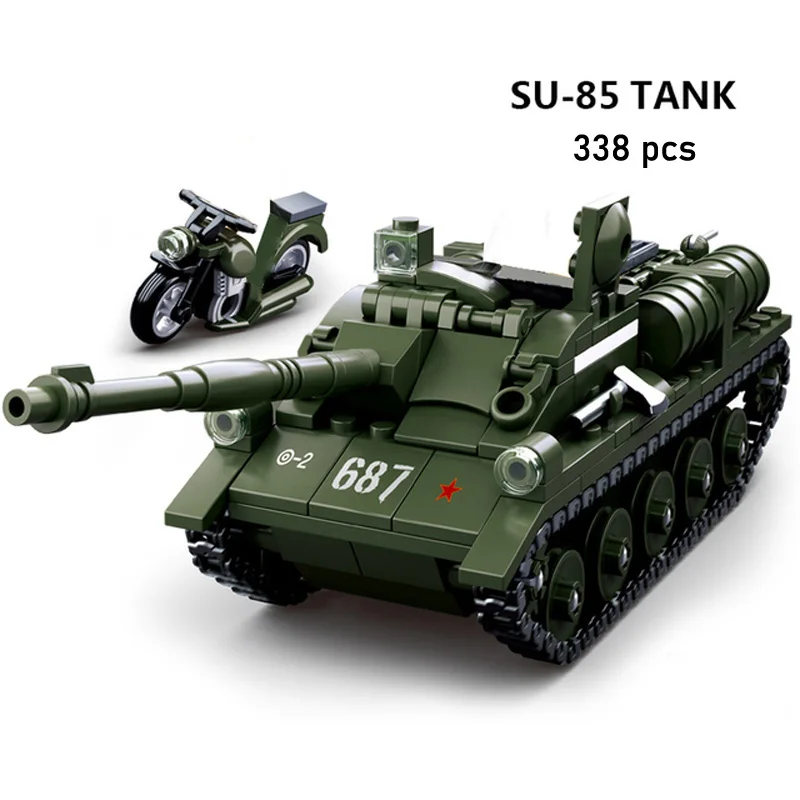 Airplane Plane Bomber Model Construction Toys Military Panzer Tank WW2 Aircraft Army Truck Armored Car Building Blocks For Kids