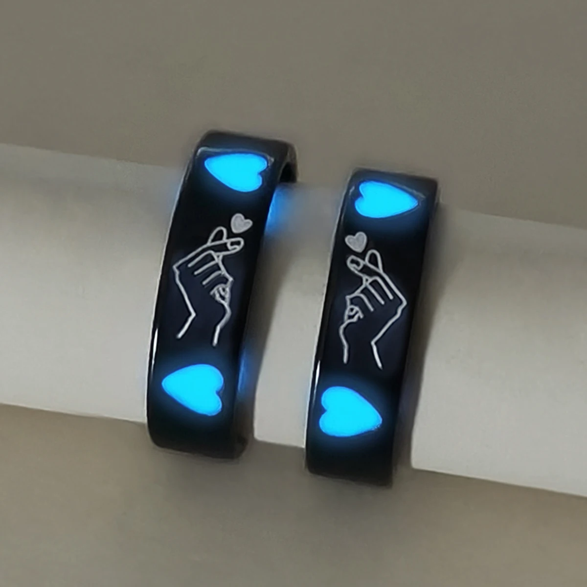 2 pezzi/set di anelli luminosi per creare a mano a forma di cuore Ti amo coppia, anelli per l'avegno dell'amore alla moda per le donne