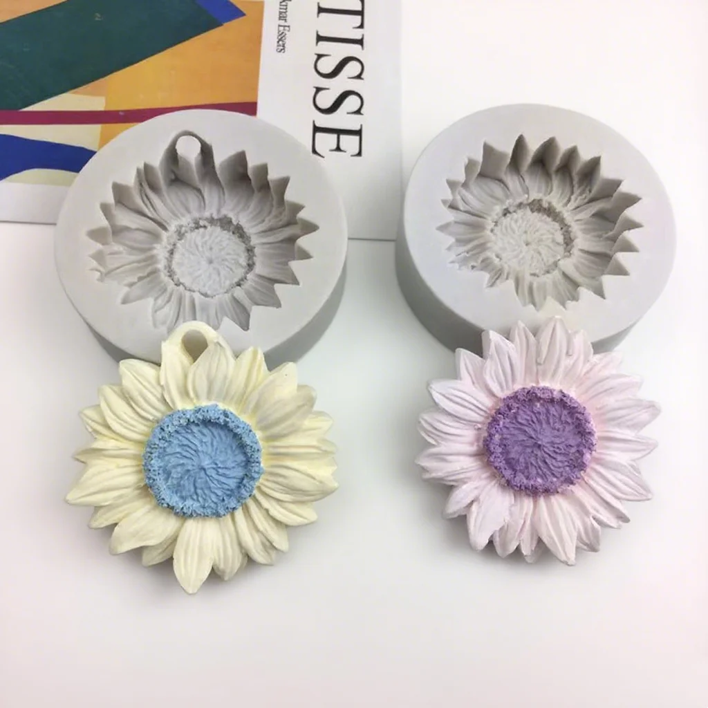 Sonnenblume Silikon Kerze Form Kleine Gänseblümchen Seife Form Auto Gips Aromatherapie Anhänger Handgemachte Harz Dekor Geschenk Machen Form