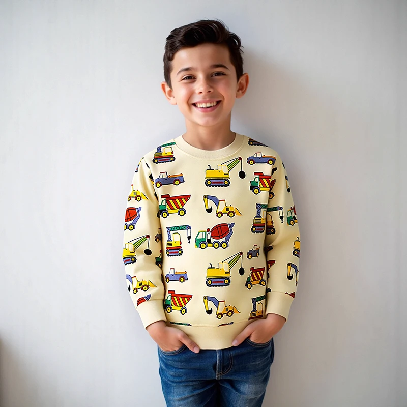 Little Maven Hoodies für Kinderkleidung, Baby-Jungen, Cartoon-Bagger, Kinderkleidung, 2025, Herbst, Frühling, Kleinkinder-Sweatshirts