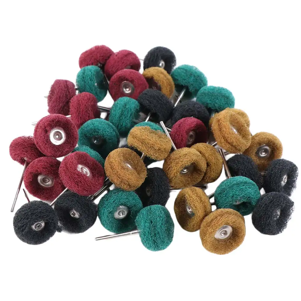 10pcs Mini Buffing Drill Abrasive Brush Rust Remover Fiber Polishing Wheel 2.35mm Shank Nylon Fiber Grinding Head Rotary Tool
