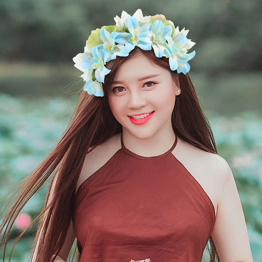 قطعتان من عصابات الرأس على شكل زهرة صناعية، عصابة رأس على شكل زهور، إكسسوارات للشعر على الطراز العتيق للنساء وحفلات الزفاف والمهرجانات #4