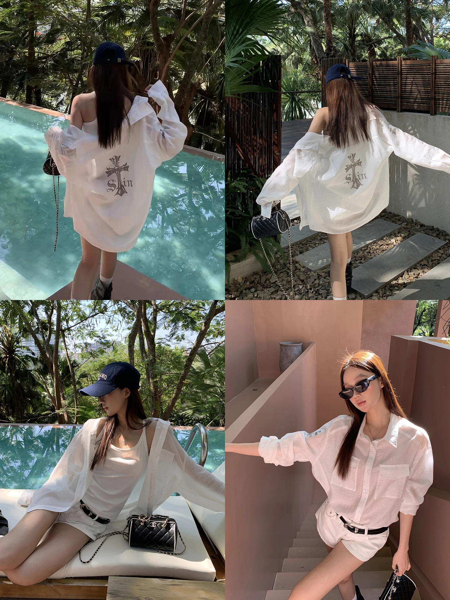 

Ele White Long Sve Women's irt Unique Sli Agel High-End Feeling Busin Casual Straight Cut Fiber Blend irt