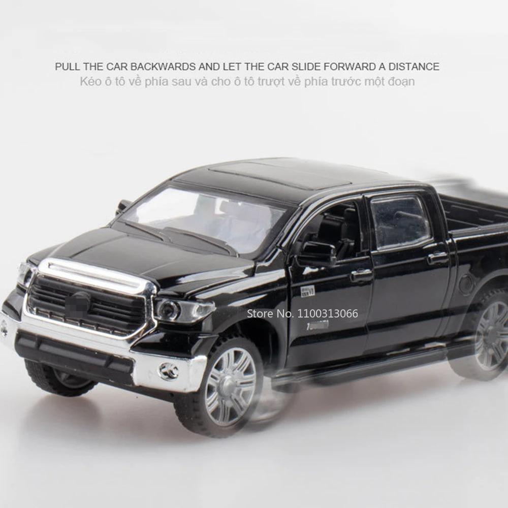 1/32 Scale Tundra Alloy Car Model Diecast Metal Toy Vehicles Model Simulation Sound And Light Educational Collection Kids Gift