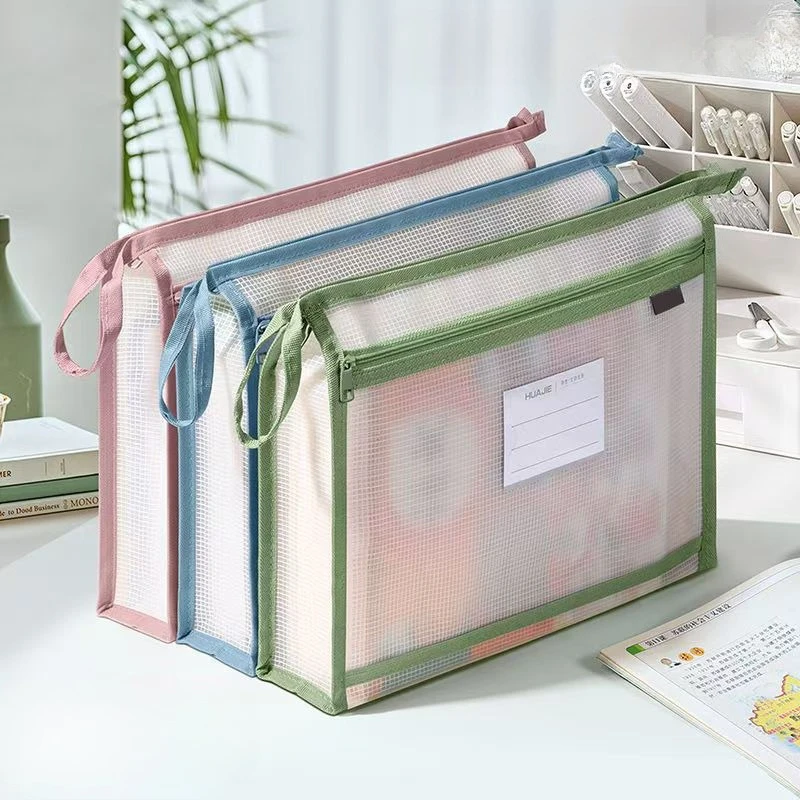 Double Layer A4 EVA File Bag, Waterproof Zipper Pouch for School Office, Large Capacity Document Organizer, Homework Storage