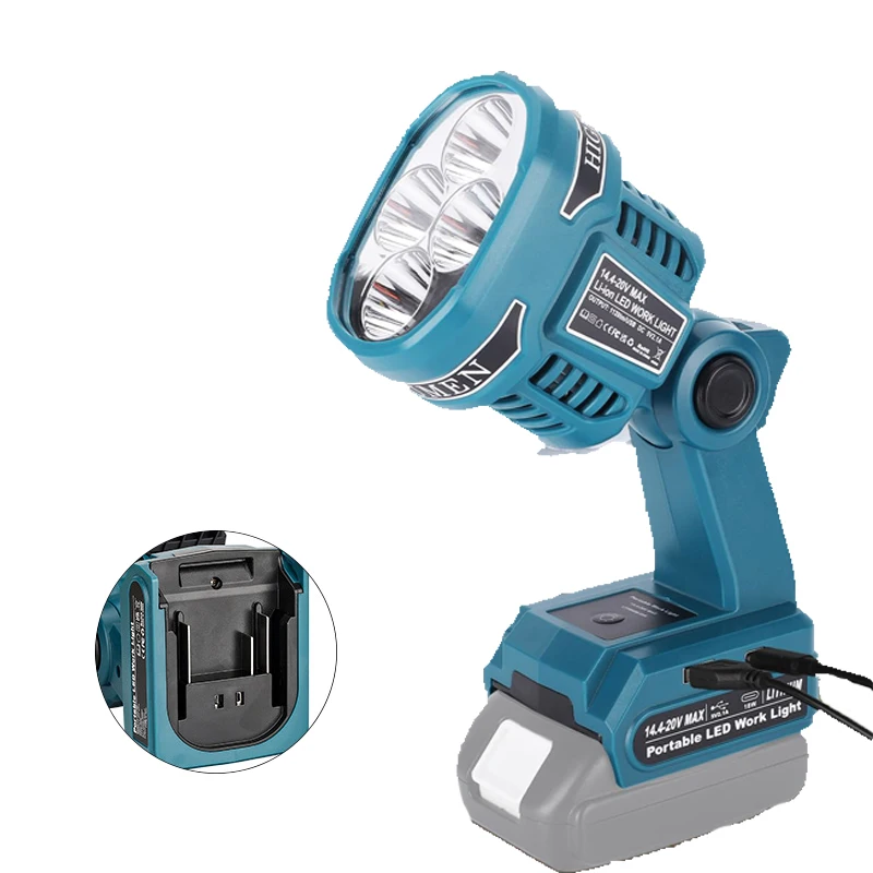 

Portable Emergency Lighting 1120 Lumens Outdoor Spotlight Flashlight for Makita 18V Lithium Batteries Wireless LED Work Light