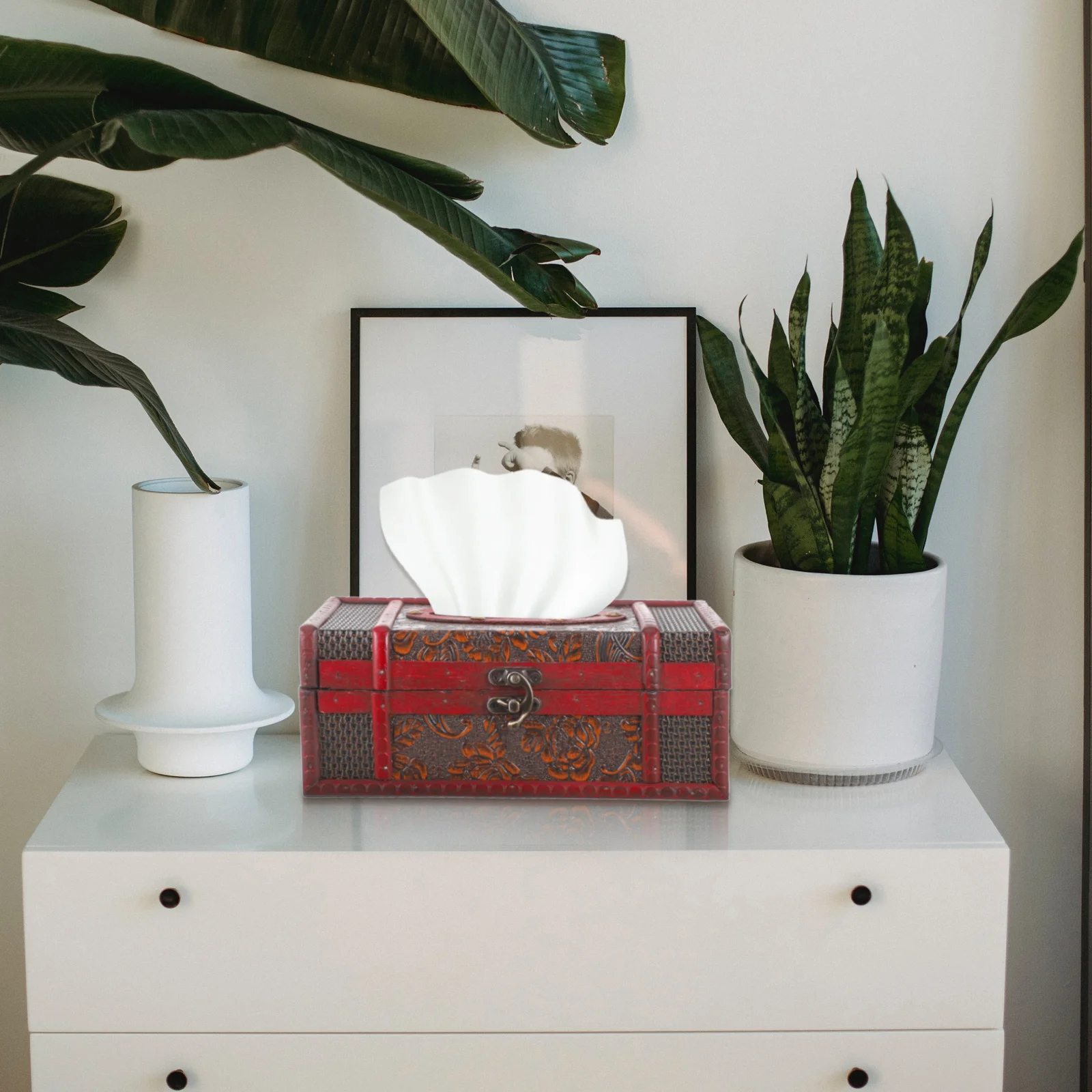 

Retro Style Tissue Box Large Opening Design For Home Bathroom Hotel Office Decorative Tissue Organizer Container