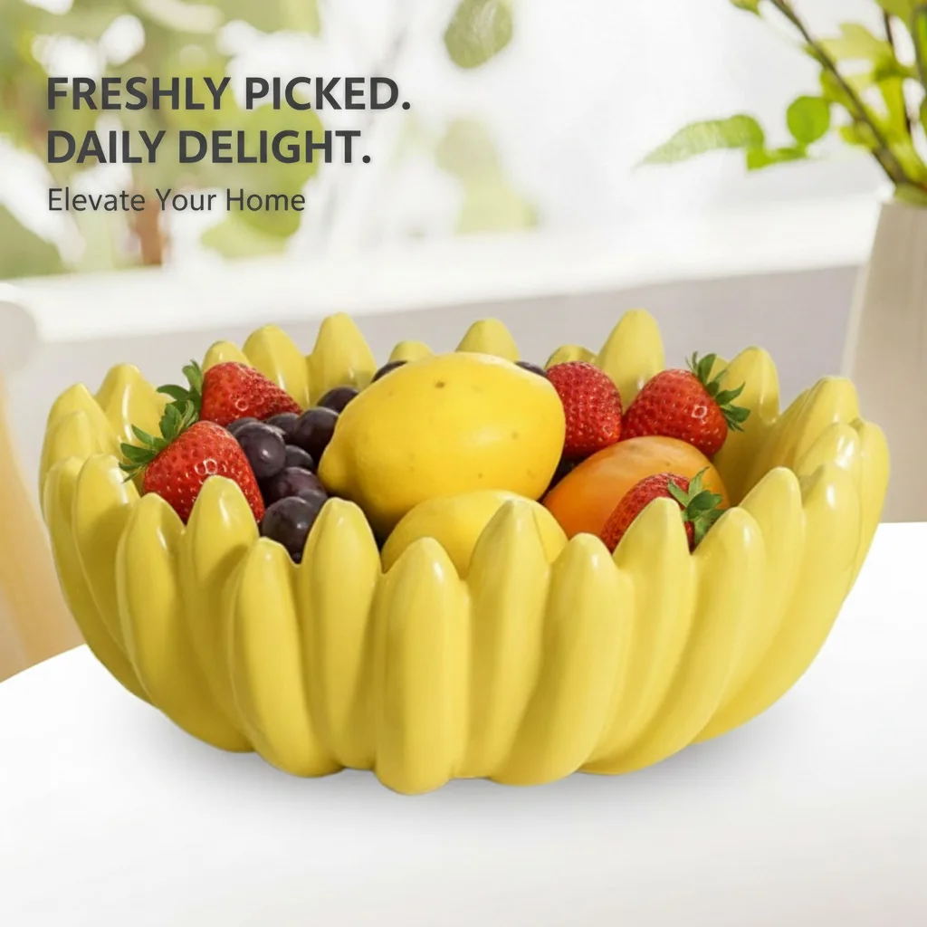 

Novelty 11in Banana Tray | Multi-functional Ceramic Salad Bowl | Artistic Table Centerpiece Kitchen Decor | Ideal Hostess Gift