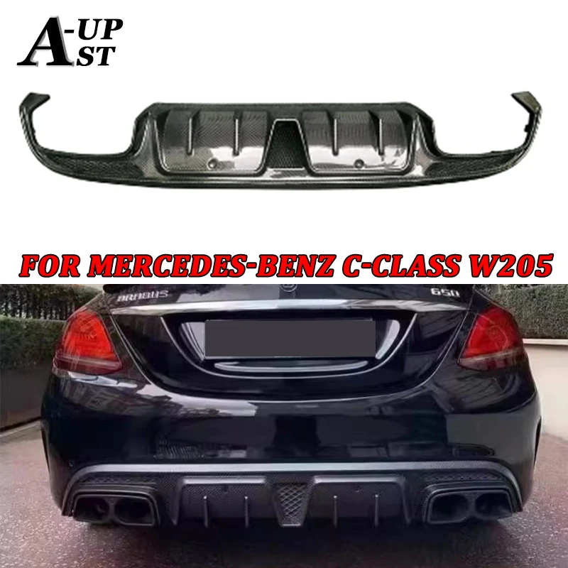 For  Mercedes-Benz Clase C W205 C260 C300 C43 C63 Coupe Carbon Fiber Rear Bumper Diffuser Back Lip Rear Lip Splitter