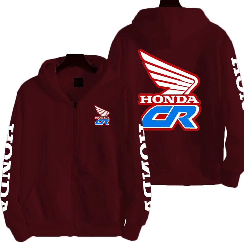 Honda motocicleta cr homens zip up hoodie primavera outono masculino moletom de grandes dimensões 2025 novo esporte feminino jaqueta casacos