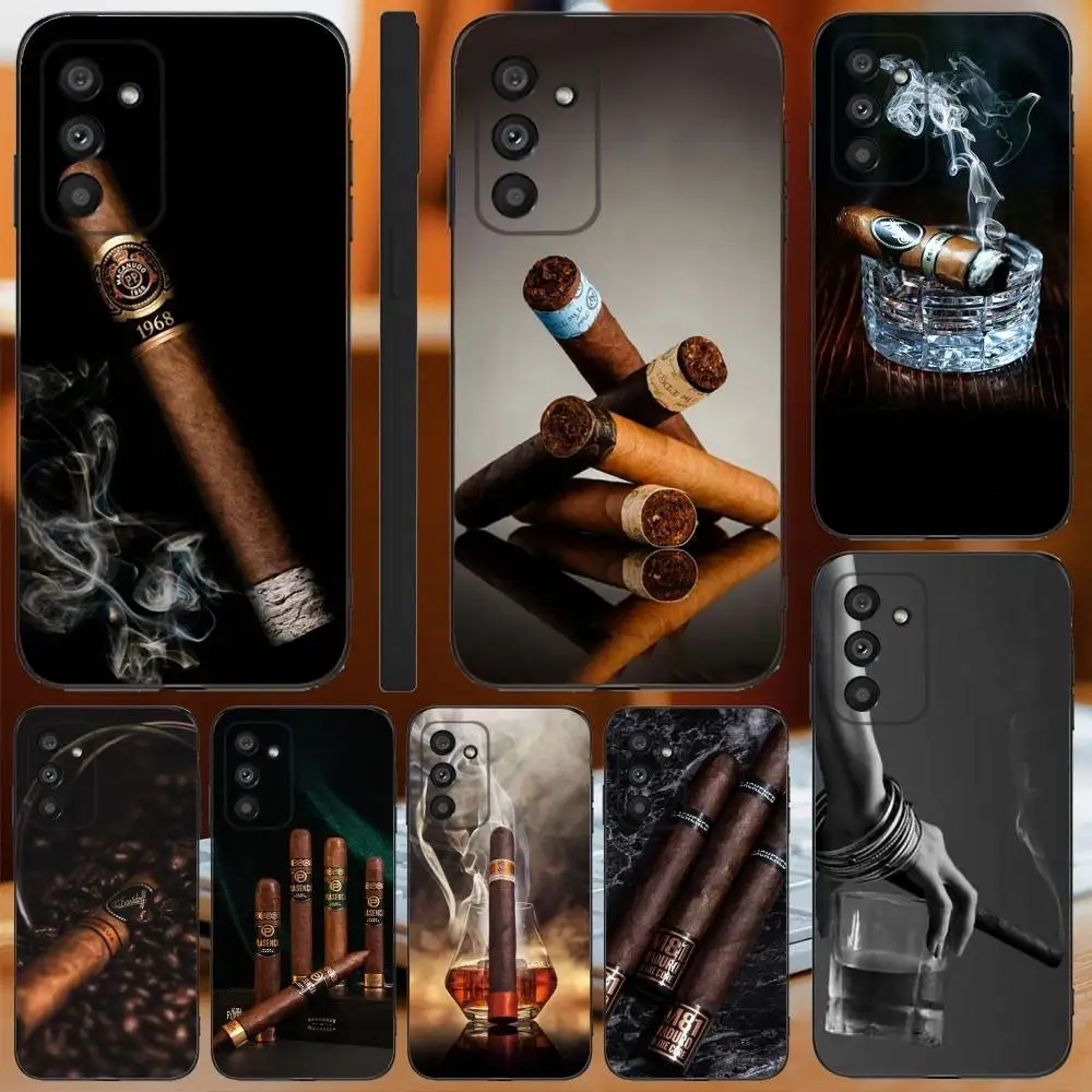 

Cigar Cigarette Phone Case For Samsung Galaxy A13,A21s,A22,A31,A32,A52,A53,A71,A80,A91 Soft Black Cover
