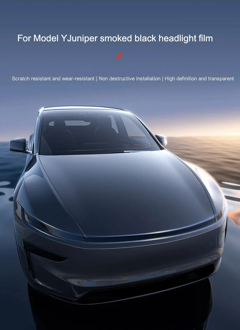 Für Tesla Model Y Juniper Scheinwerferfolie Klar Getönt Schwarz TPU Unsichtbare Folie für Neues Model Y 2026 Rücklicht-Schutzfolie – Detail 1