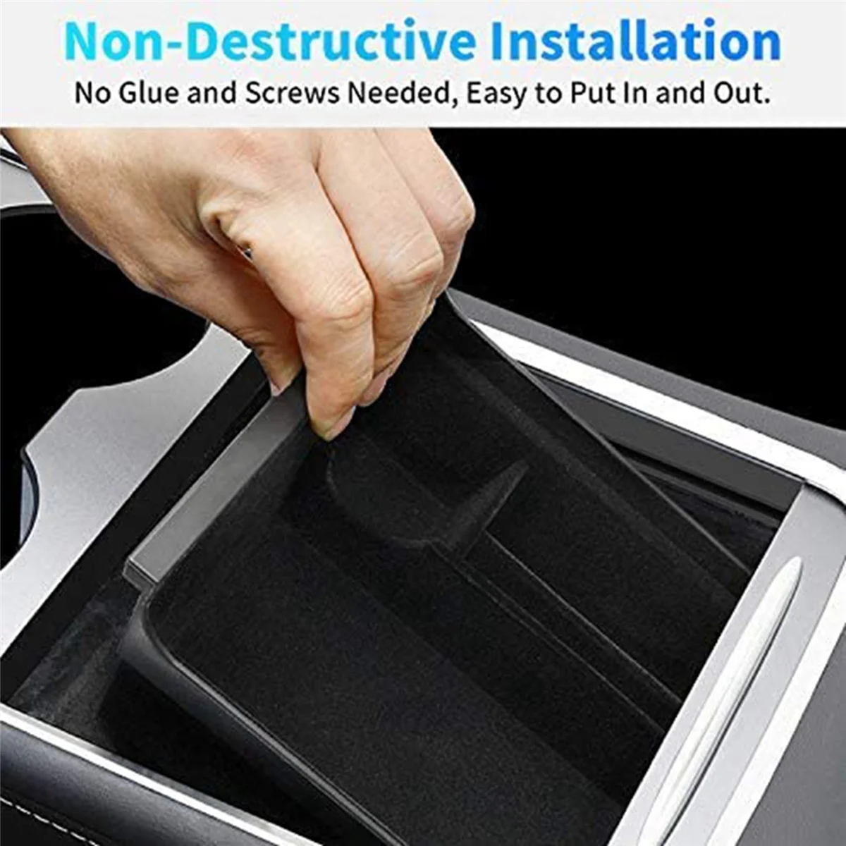 6PCS Center Console Organizer Tray Fit for 2021 Tesla Model 3/Y Armrest Cubby Drawer Storage Box Accessories (Flocking)