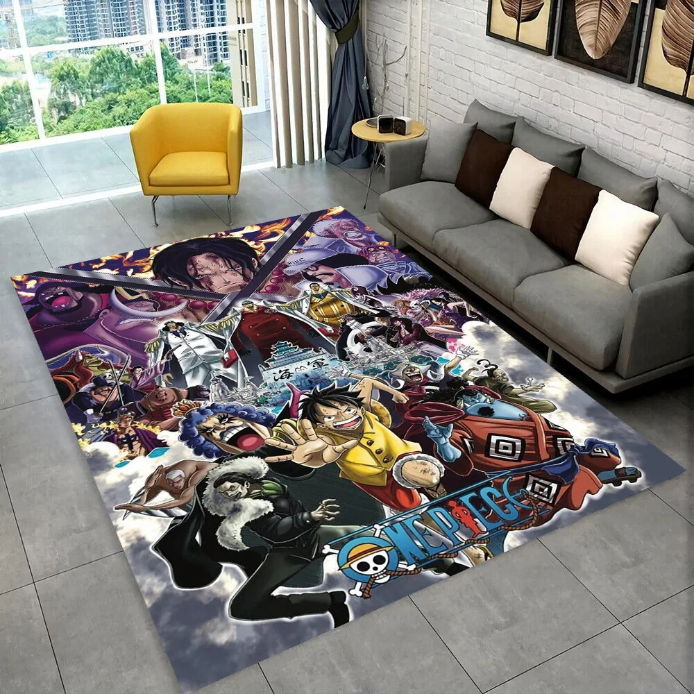 3D One P-Piece Cartoon Anime Carpet Rug for Playroom Bedroom Living Room Sofa Home Decor,kids Game Area Rug Non-slip Floor Mat