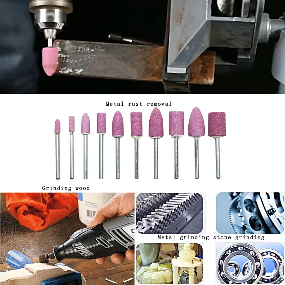 NIUPIKA Diamond Burr Rotary Tool Set with 3mm Shank for Metal Polishing and Grinding Includes Fan-shaped Diamond Grinding Heads