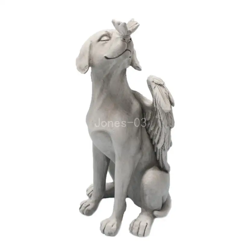 Q6PE Design Dog Angel Pet Memorial Grave Marker Statue