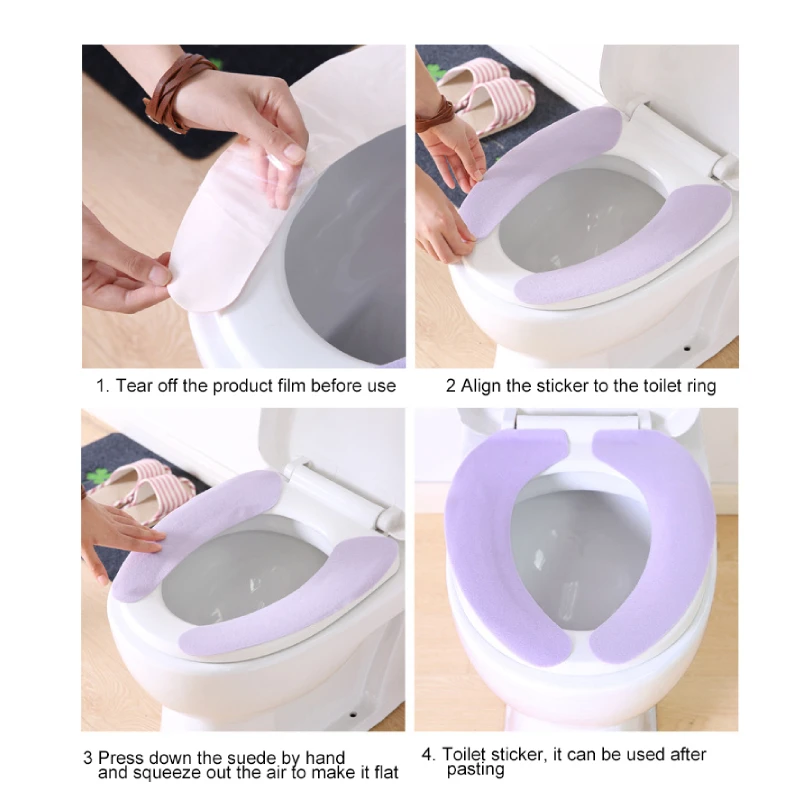 Purpe Reuseable Soft Toilet Seat Cover New Useful Toilet Mat Seat Cover Pad Washroom Warm Washable Health Sticky Household