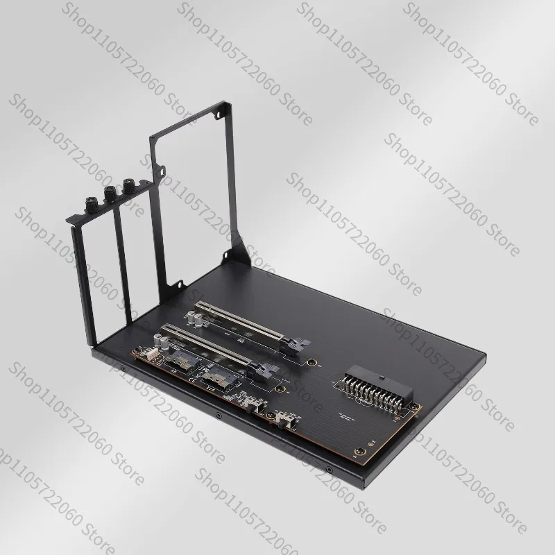 Dual Width Dual Slot Graphics Card Holder with Straight Through X8x8 Expansion PEX8749PCIe 3.0x16x16ATX Power Supply