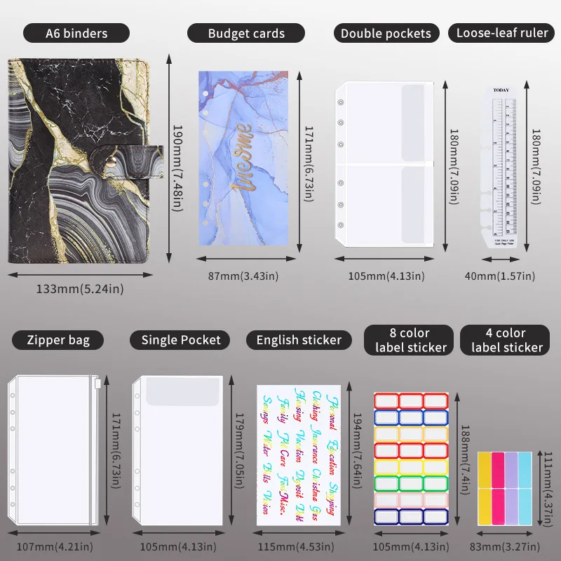 A6 Budget Binder with Cash Envelopes, Expense Budget Sheet & Label Stickers,Wallet Organizer System Financial for Money Saving