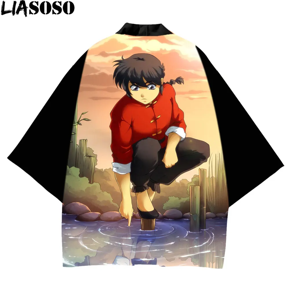 LIASOSO-Disfraz de Yukata con estampado 3D para hombre, ropa de calle tradicional, Kimono, Ranma, 1/2