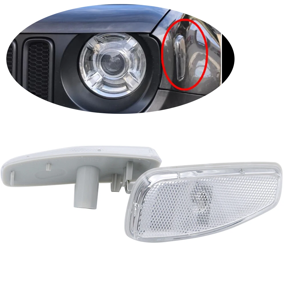 2 PCS Wing Turn Signal Lamp Amber Light for Jeep RENEGADE 2014 2015 2016 Turn Signal Headlight Side Light White/Orange/Smoke