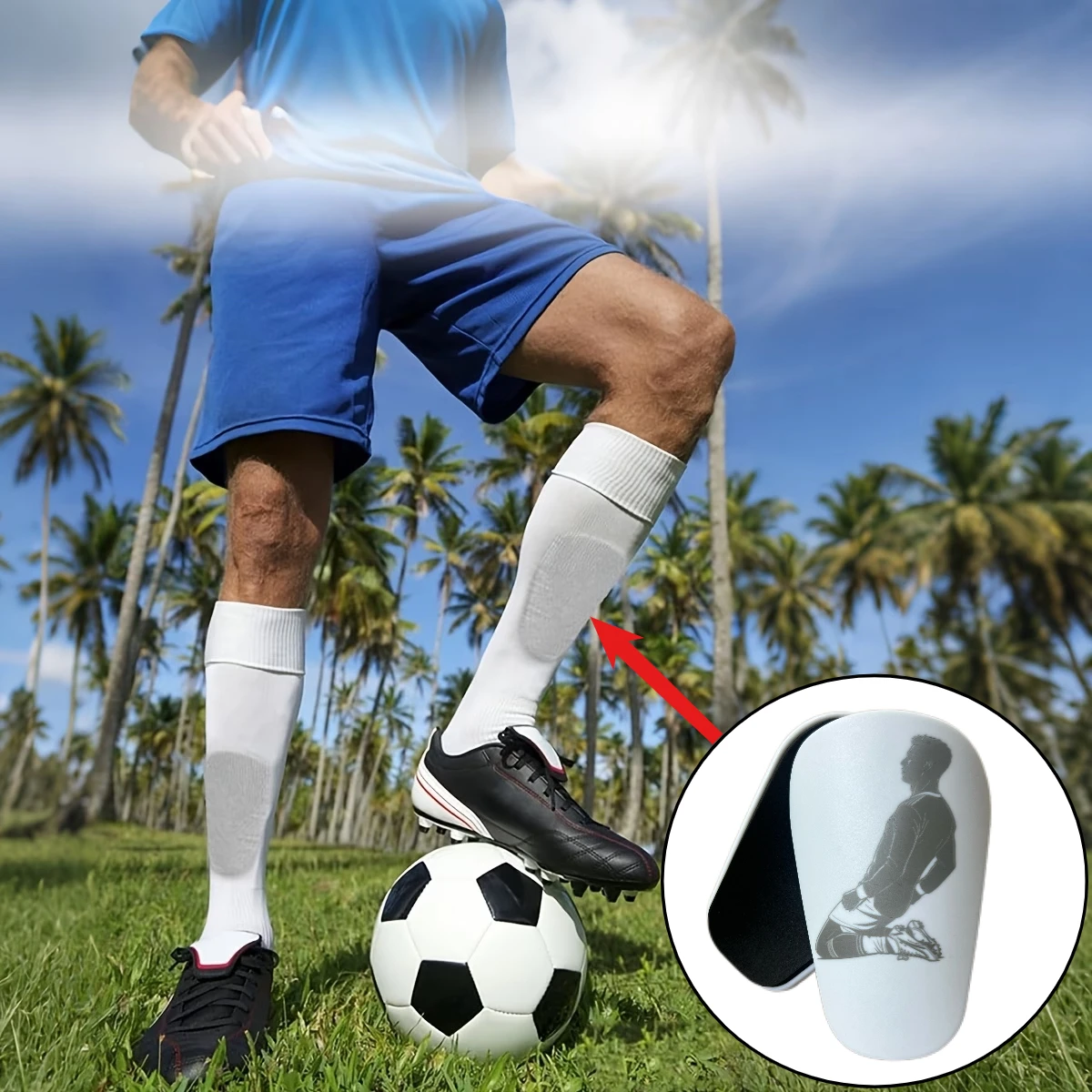 One Pair of Ultra-Lightweight Football Shin Guards - Durable and Comfortable, Suitable for All Sports, Designed for Soccer, Bask