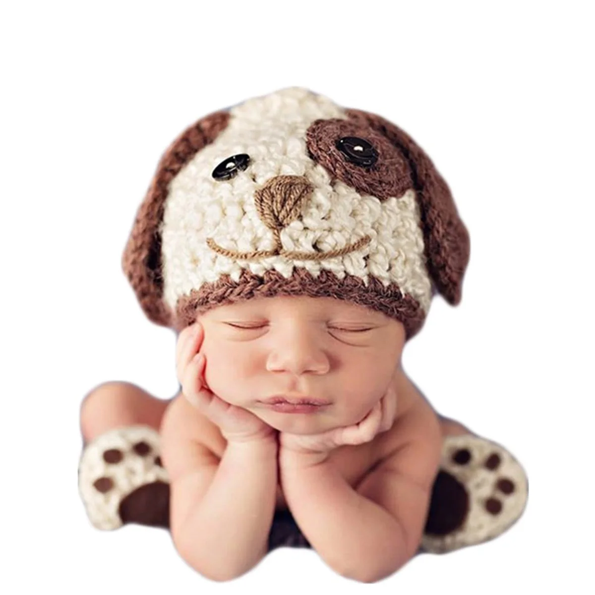 

Baby Knitted Hat Bonnet Creative Photo Puppy Newborn Decor Child Bonnets Kids Comfortable Durable Size Fit Lovely Photography
