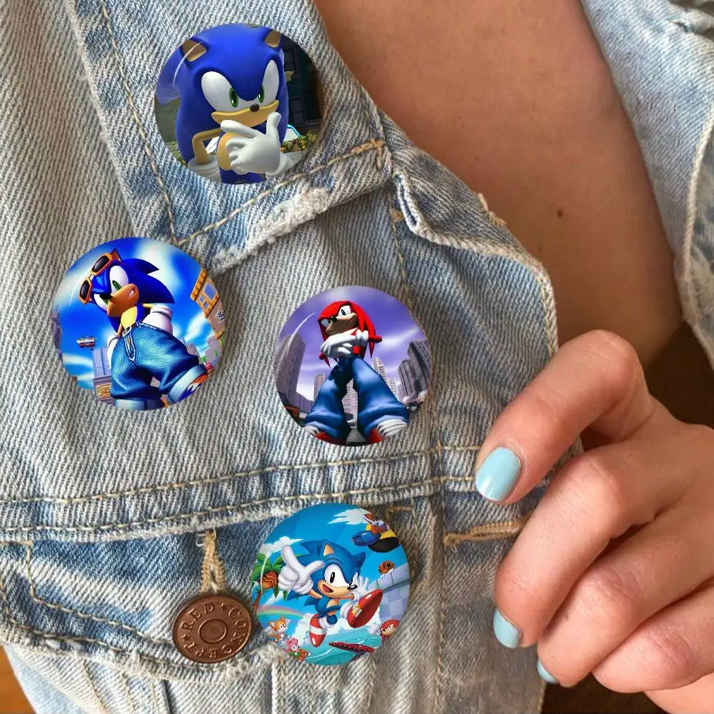 Blue s-Sonic Brooch Anime Cosplay Badge for Bag Hat Clothes Lapel Pins Fans Gift