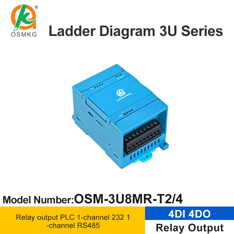 oshangming 4 Input 4 Relay Output PLC RS232  RS485 Modbus Rtu  ladder Diagram PLC Controller for Farm Packing Machine