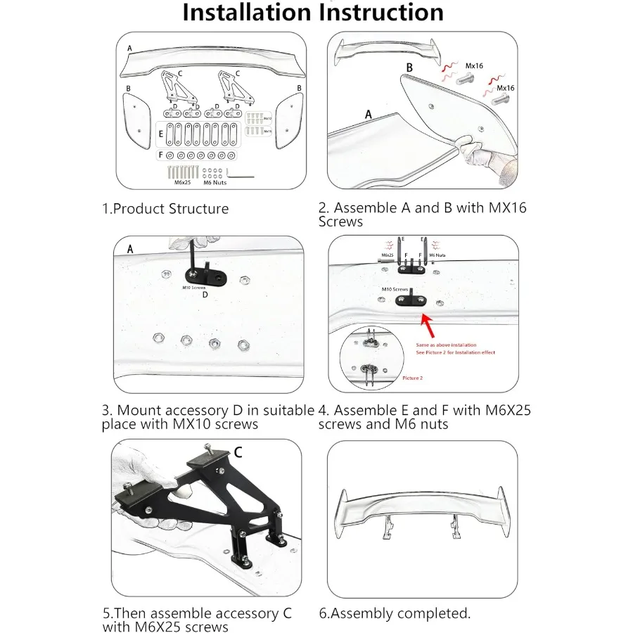 57 Inch Universal Rear Spoiler GT Style Car Trunk Wing Spoiler for Chevy Corvette C8 C7 Camaro Mazda Miata RX-7 Nissan Lexus To