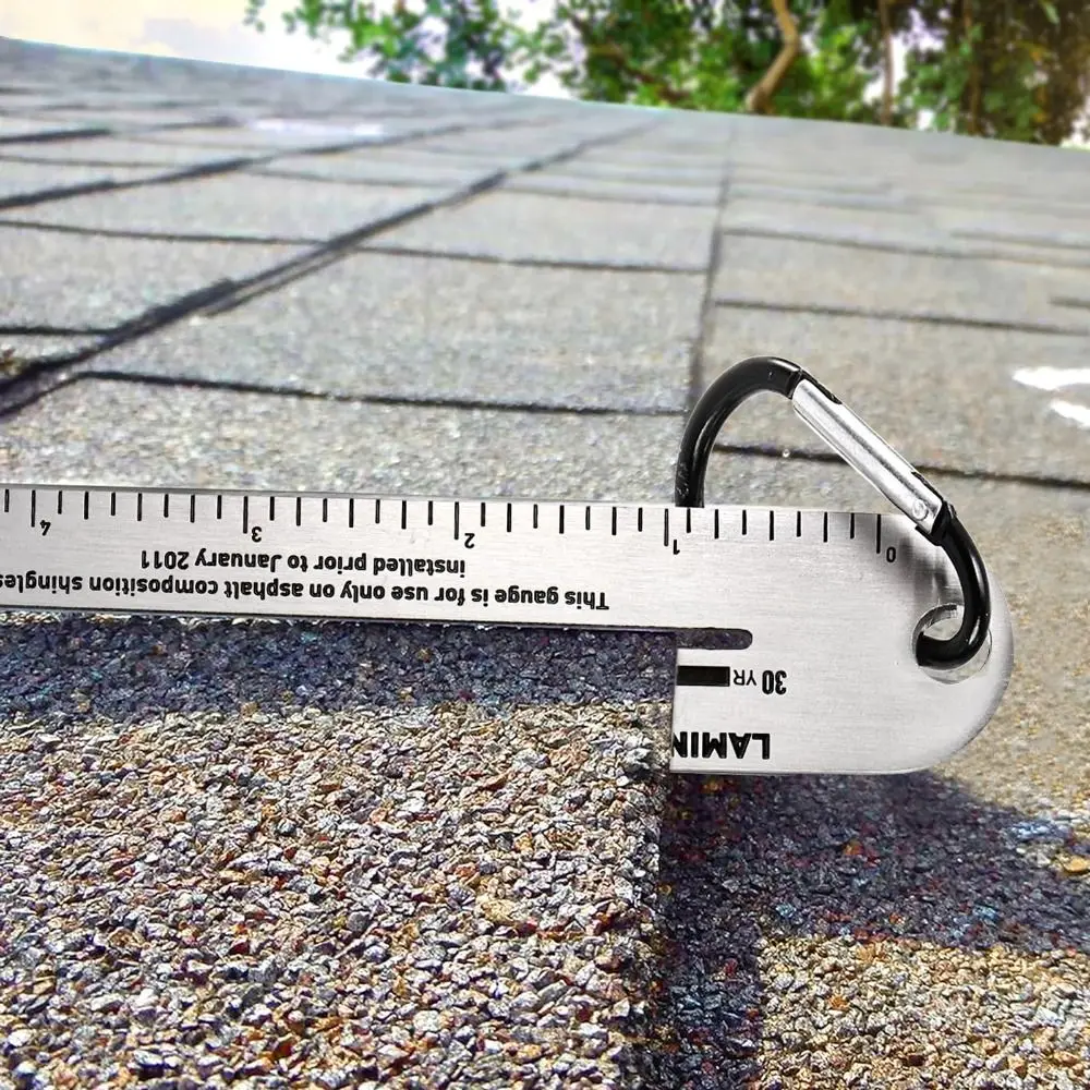 Stainless Steel Shingle Gauge with Carabiner Analyze The Thickness Pitch Gauge Rust-proof 0.3 Cm Thickness Roof Gauge Tool