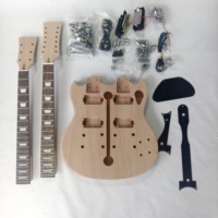 Double Neck DIY Electric Guitar Kit 12 String Mahogany Body Rosewood Fingerboard - Free shipping