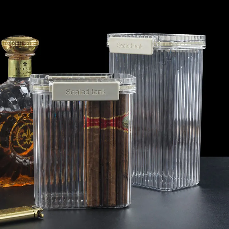 Portable Acrylic Cigar Case, Clear Cigar Case, Moisture-proof and Insect-proof Humidor, Fit 22 Smoking Accessories