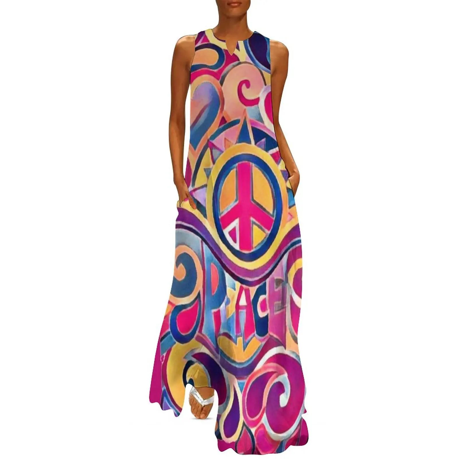 

Peace and Love Hippie Retro Art Long Dress Dresses dresses for women 2025 women's evening dresses bandage dress Dress