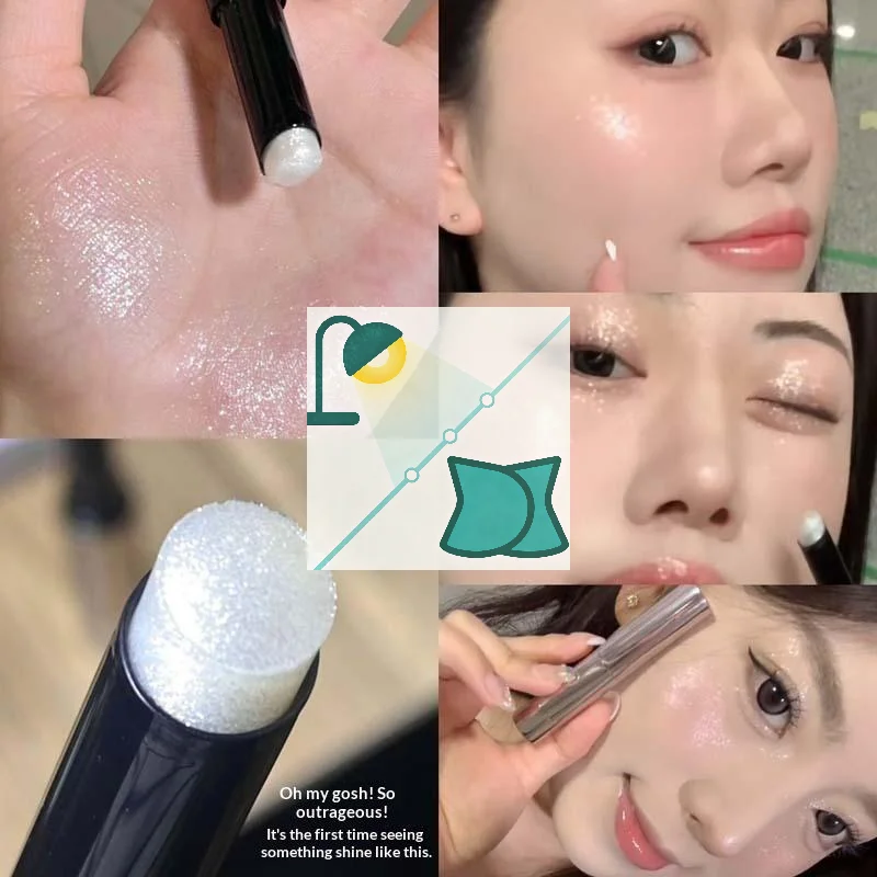 【HERORANGE 】 Shimmer Highlighter Stick Natural Glitter White Highlight Eyeshadow Pencil Contour Shading Brightening Face Makeup